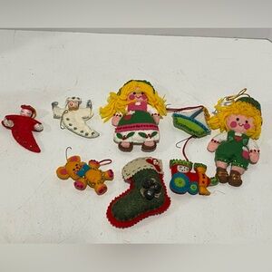 Vtg Bucilla Hansel Gretel Christmas Ornaments Complete Felt Fairy Tale Lot Of 8!